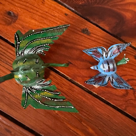 TONALA Mexico Small Animals Bobble Head Handmade Creatures Blue & Green Set of 2 - Picture 10 of 11